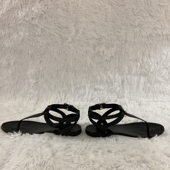 & OTHER STORIES WOMEN BLACK T FRONT GENUINE LEATHER ROMAN STYLE SANDALS.SIZE-7 - Picture 2 of 12